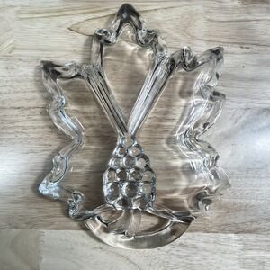 Vintage Tiara Indiana‎ Glass Clear Grape Leaf Shape 3-Part Relish/Candy Dish
